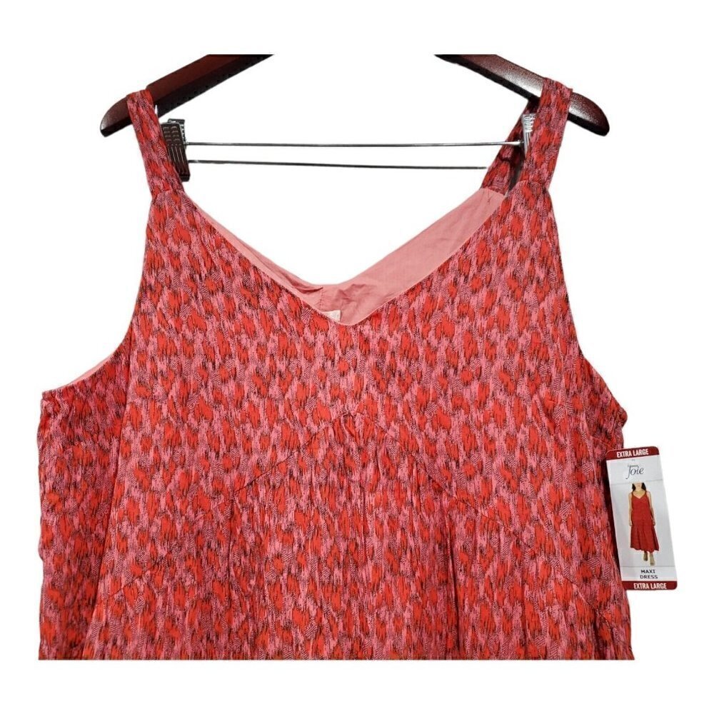NWT Joie Women's Maxi Dress XL Red Animal Print Orange Pink Midi Tea Ros… - Picture 5 of 15